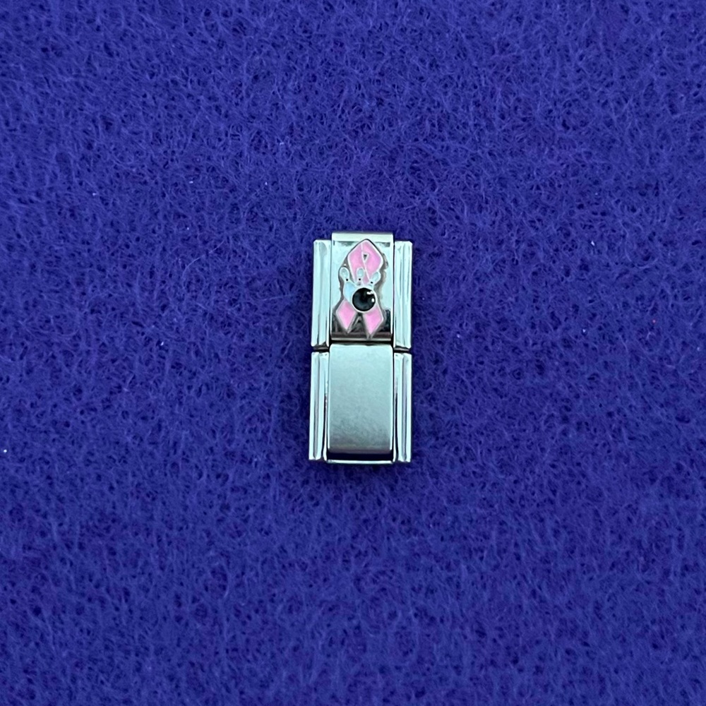 Breast cancer ribbon & bowling pins Italian charm